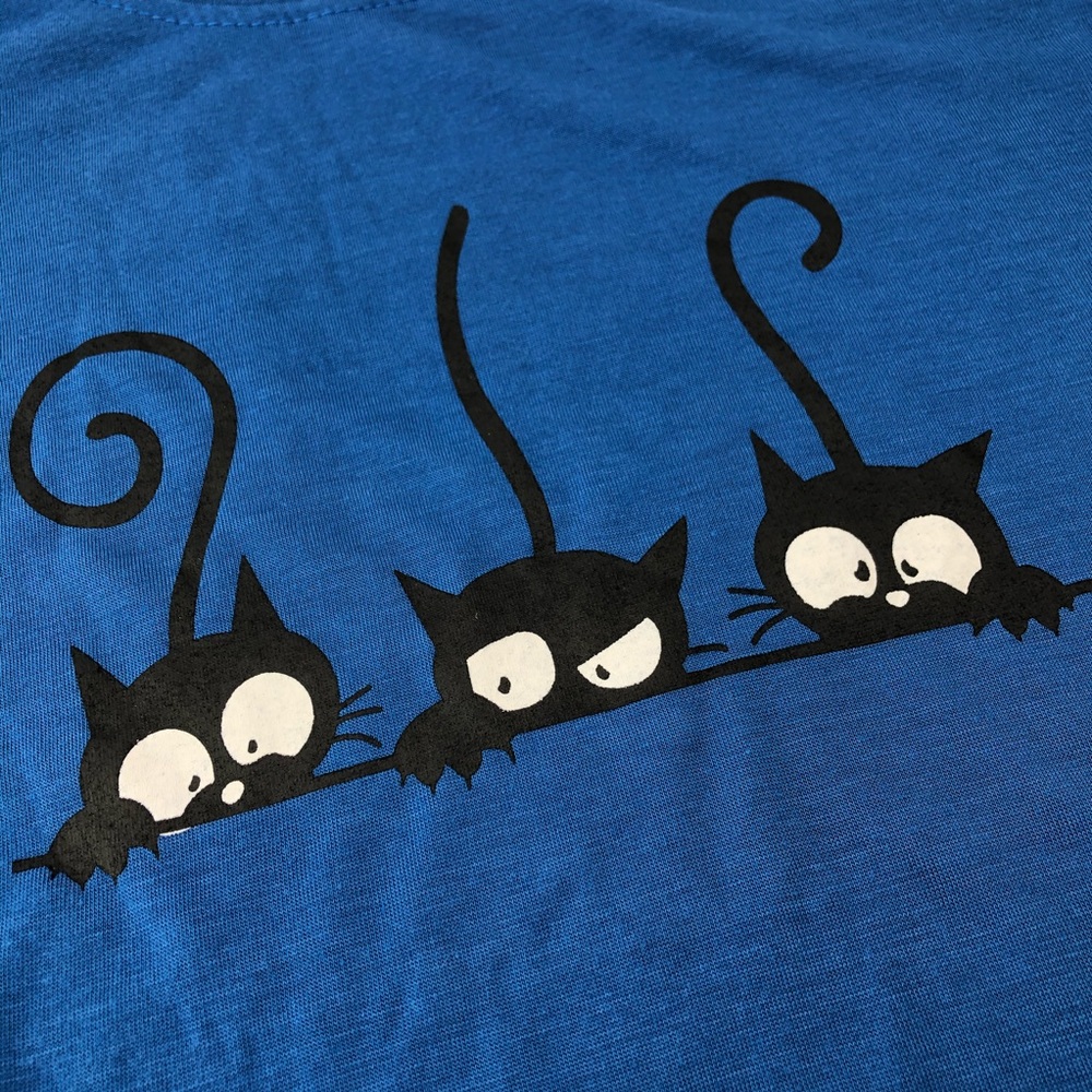 Cat Kitty 3 Black Cats Basic Womens Tshirt Large